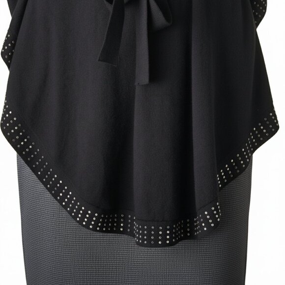 Cartise Top Asymmetrical Hem Rhinestone Trim Belted Black Womens Size Medium NEW - Picture 6 of 9